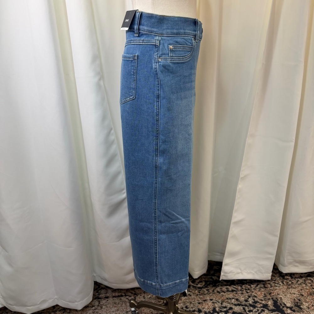 NWT SPANX ‘Cropped Wide Leg Jeans’ in “Stonewashed Blue” Size Small - Picture 13 of 16